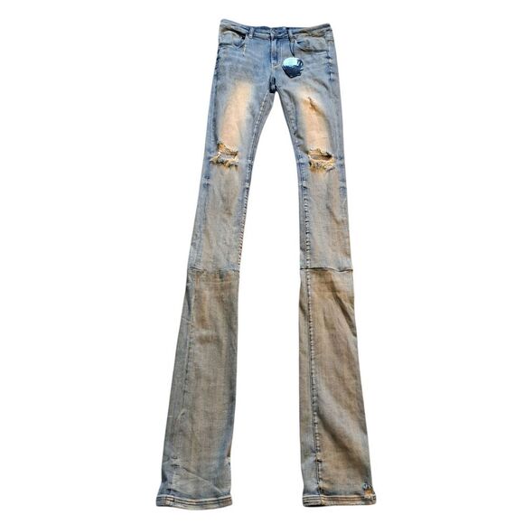 Tulones Currency Collectors Streetwear Distressed Shotgun Jeans Size 32 NWT - Picture 1 of 15